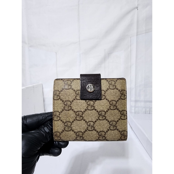 Gucci GG Supreme French Purse Brown/Beige - Picture 1 of 11